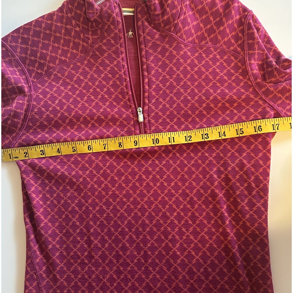 Smartwool Women's 1/4 Zip Merino Base Layer Pink Orange Top, Size L - Picture 7 of 10
